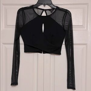 Guess Black Long Sleeve Cut Out Crop top